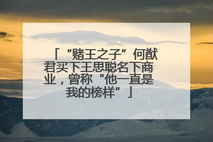 “赌王之子”何猷君买下王思聪名下商业，曾称“他一直是我的榜样”