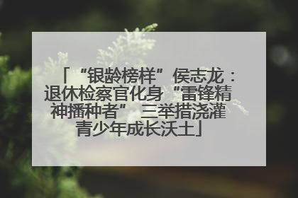 “银龄榜样”侯志龙：退休检察官化身“雷锋精神播种者” 三举措浇灌青少年成长沃土