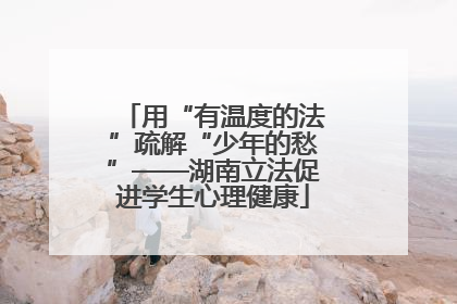 用“有温度的法”疏解“少年的愁”——湖南立法促进学生心理健康