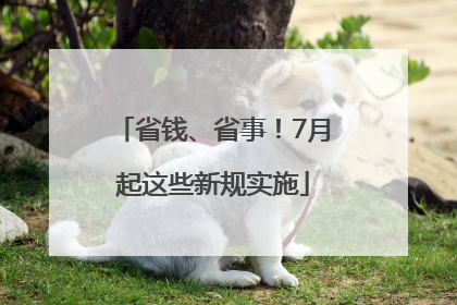 省钱、省事！7月起这些新规实施