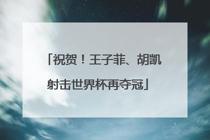 祝贺！王子菲、胡凯射击世界杯再夺冠