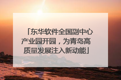 东华软件全国副中心产业园开园，为青岛高质量发展注入新动能