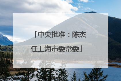 中央批准：陈杰任上海市委常委