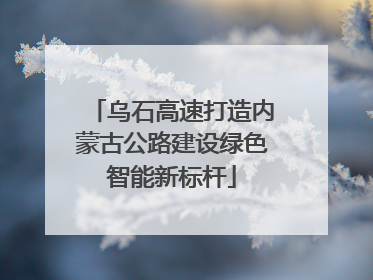 乌石高速打造内蒙古公路建设绿色智能新标杆