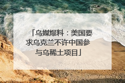 乌媒爆料：美国要求乌克兰不许中国参与乌稀土项目