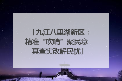 九江八里湖新区：精准“吹哨”聚民意 真查实改解民忧