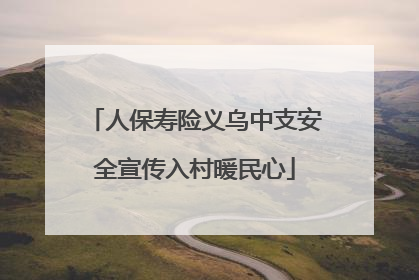 人保寿险义乌中支安全宣传入村暖民心