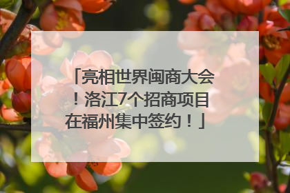 亮相世界闽商大会！洛江7个招商项目在福州集中签约！
