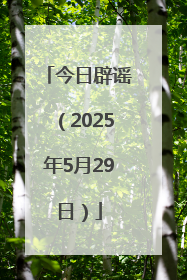 今日辟谣（2025年5月29日）