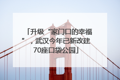 升级“家门口的幸福”，武汉今年已新改建70座口袋公园