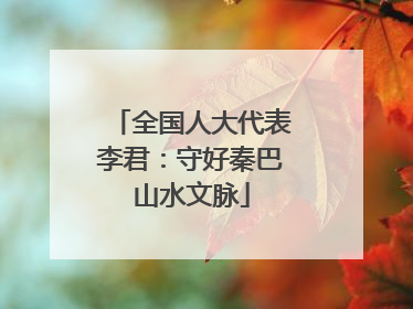 全国人大代表李君：守好秦巴山水文脉