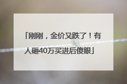 刚刚，金价又跌了！有人砸40万买进后傻眼