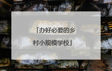 办好必要的乡村小规模学校