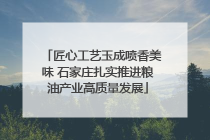 匠心工艺玉成喷香美味 石家庄扎实推进粮油产业高质量发展