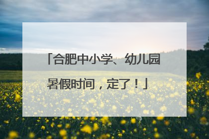 合肥中小学、幼儿园暑假时间，定了！