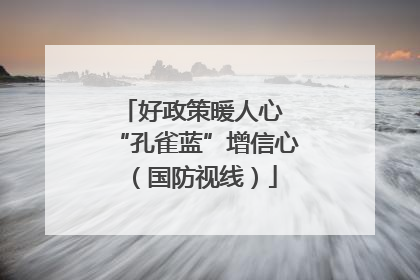 好政策暖人心 “孔雀蓝”增信心（国防视线）
