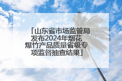 山东省市场监管局发布2024年烟花爆竹产品质量省级专项监督抽查结果