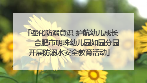 强化防溺意识 护航幼儿成长——合肥市明珠幼儿园如园分园开展防溺水安全教育活动