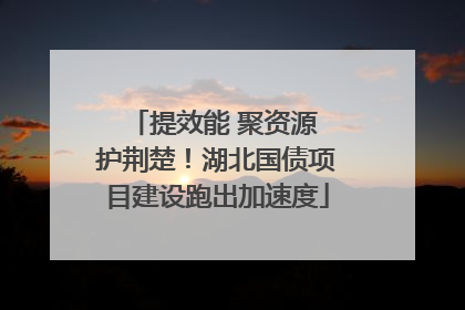 提效能 聚资源 护荆楚！湖北国债项目建设跑出加速度