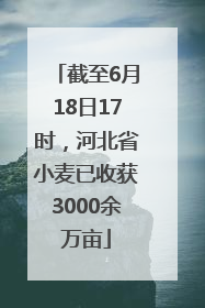 截至6月18日17时，河北省小麦已收获3000余万亩