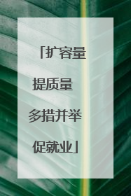 扩容量提质量 多措并举促就业