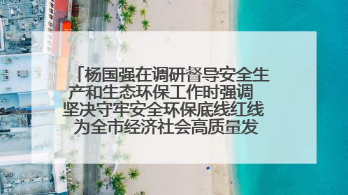 杨国强在调研督导安全生产和生态环保工作时强调 坚决守牢安全环保底线红线 为全市经济社会高质量发展提供坚强保障