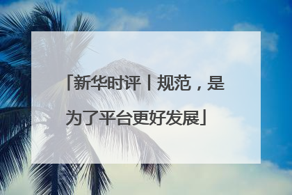 新华时评丨规范，是为了平台更好发展