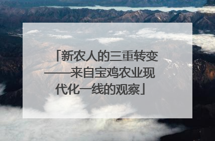 新农人的三重转变——来自宝鸡农业现代化一线的观察