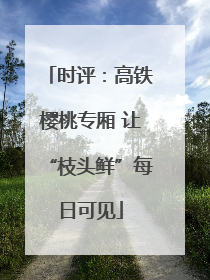 时评：高铁樱桃专厢 让“枝头鲜”每日可见