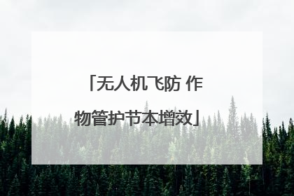 无人机飞防 作物管护节本增效