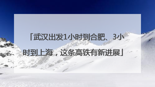 武汉出发1小时到合肥、3小时到上海，这条高铁有新进展