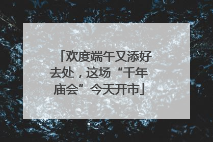 欢度端午又添好去处，这场“千年庙会”今天开市