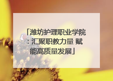 潍坊护理职业学院：汇聚职教力量 赋能高质量发展