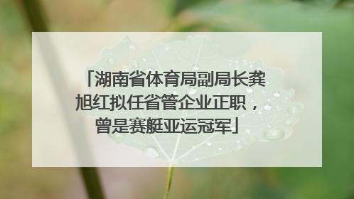 湖南省体育局副局长龚旭红拟任省管企业正职，曾是赛艇亚运冠军