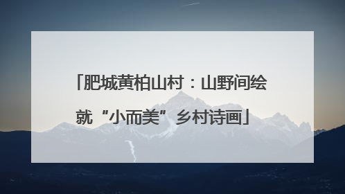 肥城黄柏山村：山野间绘就“小而美”乡村诗画