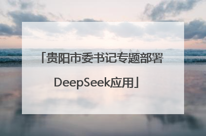 贵阳市委书记专题部署DeepSeek应用
