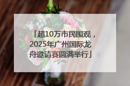 超10万市民围观，2025年广州国际龙舟邀请赛圆满举行