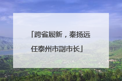 跨省履新，秦扬远任泰州市副市长