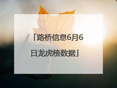 路桥信息6月6日龙虎榜数据
