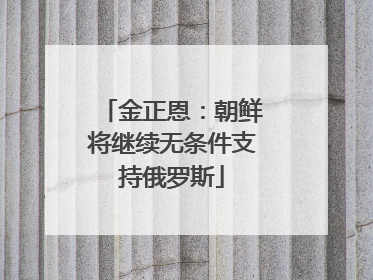 金正恩：朝鲜将继续无条件支持俄罗斯