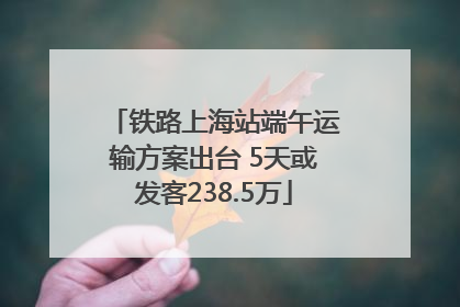 铁路上海站端午运输方案出台 5天或发客238.5万