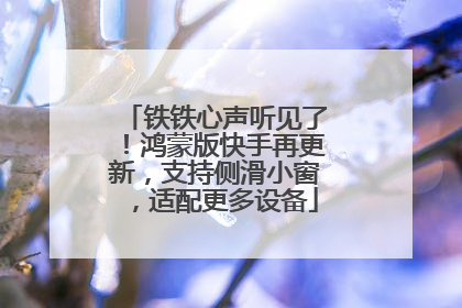 铁铁心声听见了！鸿蒙版快手再更新，支持侧滑小窗，适配更多设备