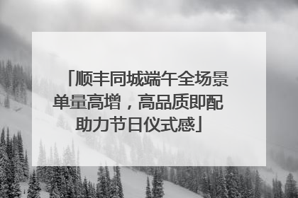 顺丰同城端午全场景单量高增，高品质即配助力节日仪式感