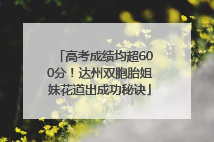 高考成绩均超600分！达州双胞胎姐妹花道出成功秘诀