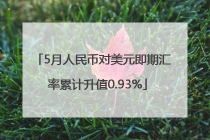 5月人民币对美元即期汇率累计升值0.93%