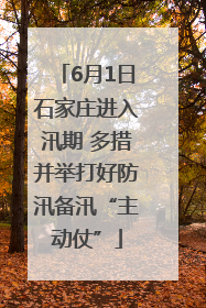 6月1日石家庄进入汛期 多措并举打好防汛备汛“主动仗”